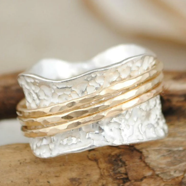 Bloom - Retro Thin Gold & Silver Ring